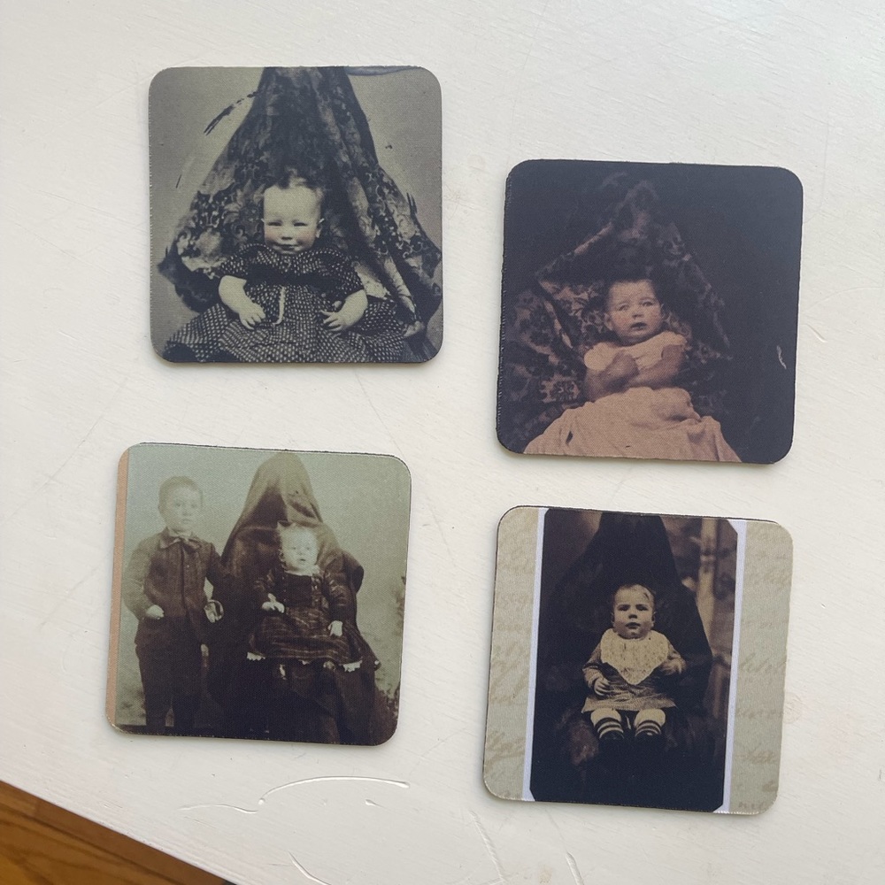 🌑 creepy Baby Victorian photography Coasters 🌑